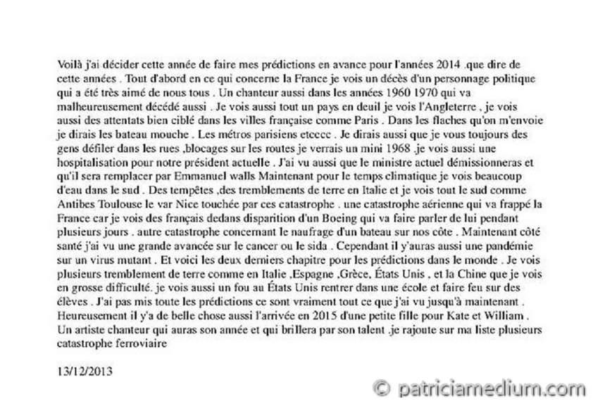 Patricia Médium prédictions 13 décembre 2013